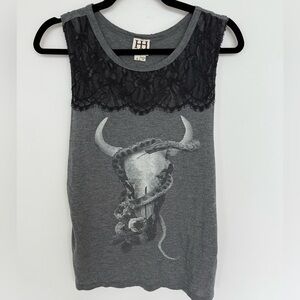 Haute Hippie Lace Detail Longhorn Tank